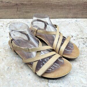Abeo Biosystem Women’s 9 Strappy Sandals Beige Leather Comfort Flats